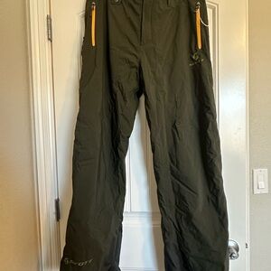 Scott Men's Olive Green Snow Pants Pants with Yellow Accents